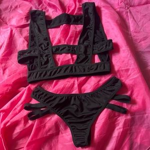 NWOT Black Strappy Stripper Set - Size M